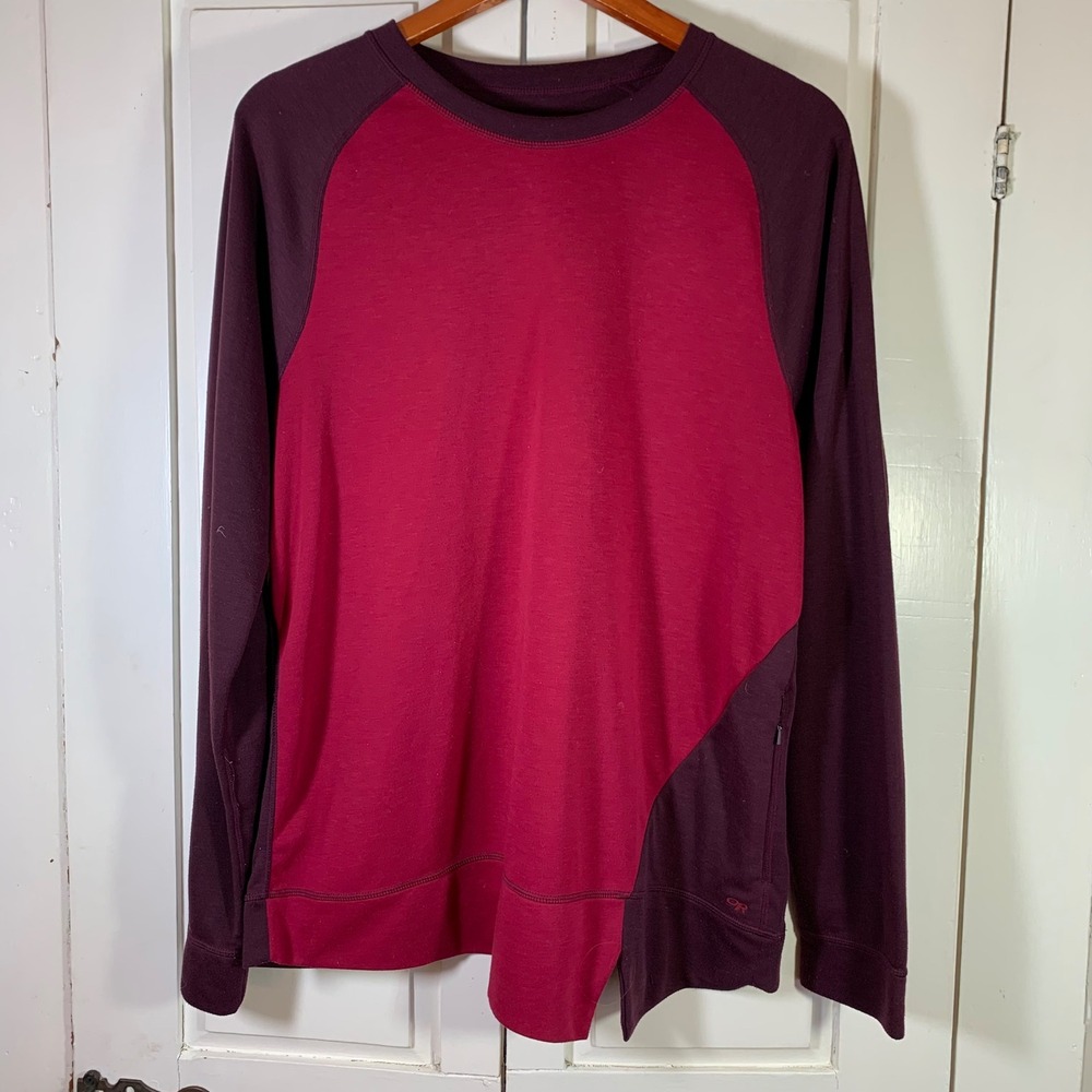 Outdoor Research Cedarosa Crewneck Wool Blend Pullover Burgundy Pink Womens‎ XL
